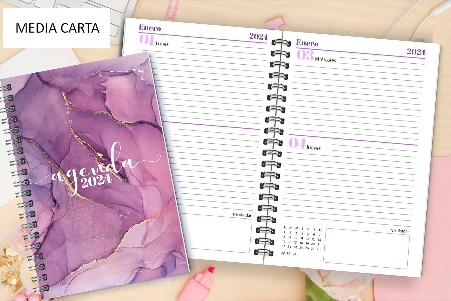 Agenda Purple Mármol X