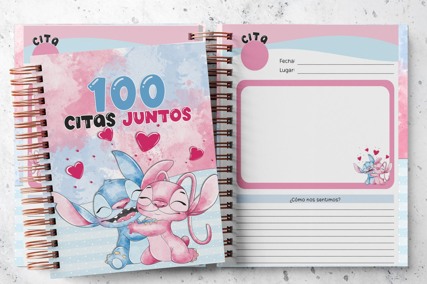 Álbum 100 citas juntos Stich & Angel