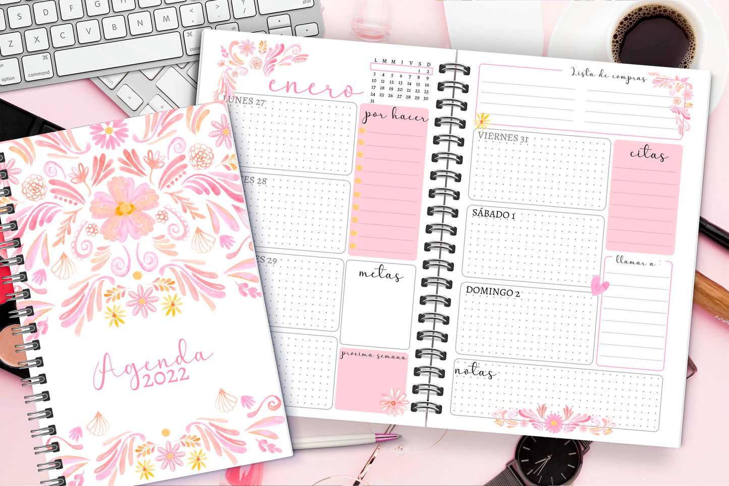 Agenda Floral Pink S.