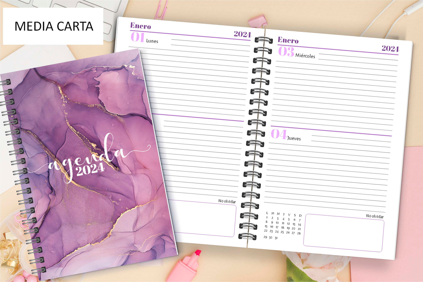 Agenda Purple Mármol X