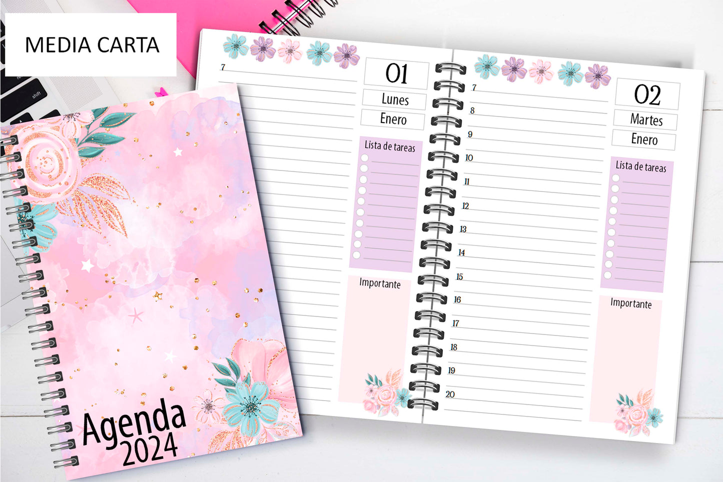 Agenda Floral Pastel D.