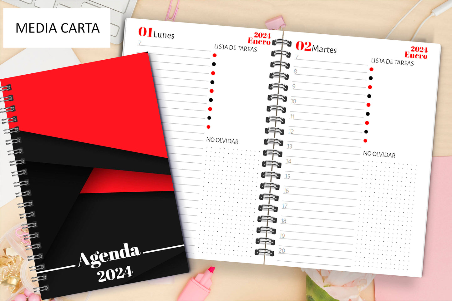 Agenda Red & Black D.